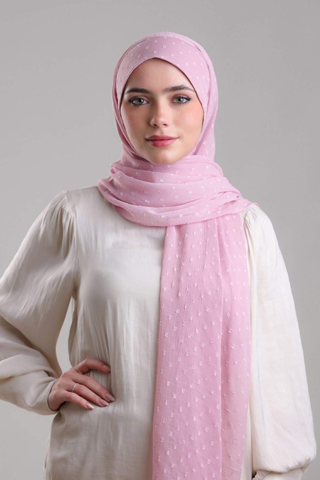 Romantic Mauve -  Plain Mosaic Butti Chiffon