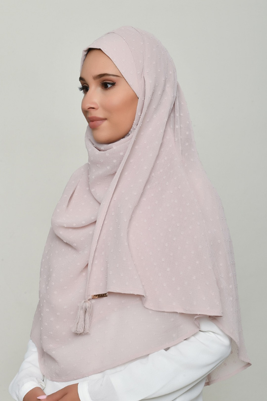 Rosana - Plain Swiss Dot Chiffon - Cap Shawl