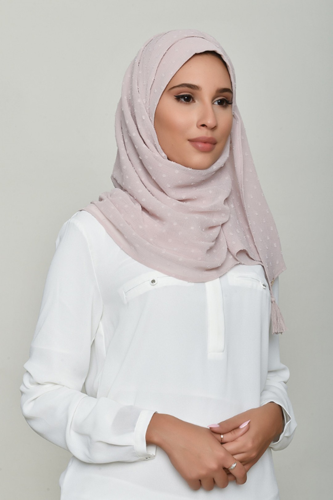 Rosana - Plain Swiss Dot Chiffon - Cap Shawl