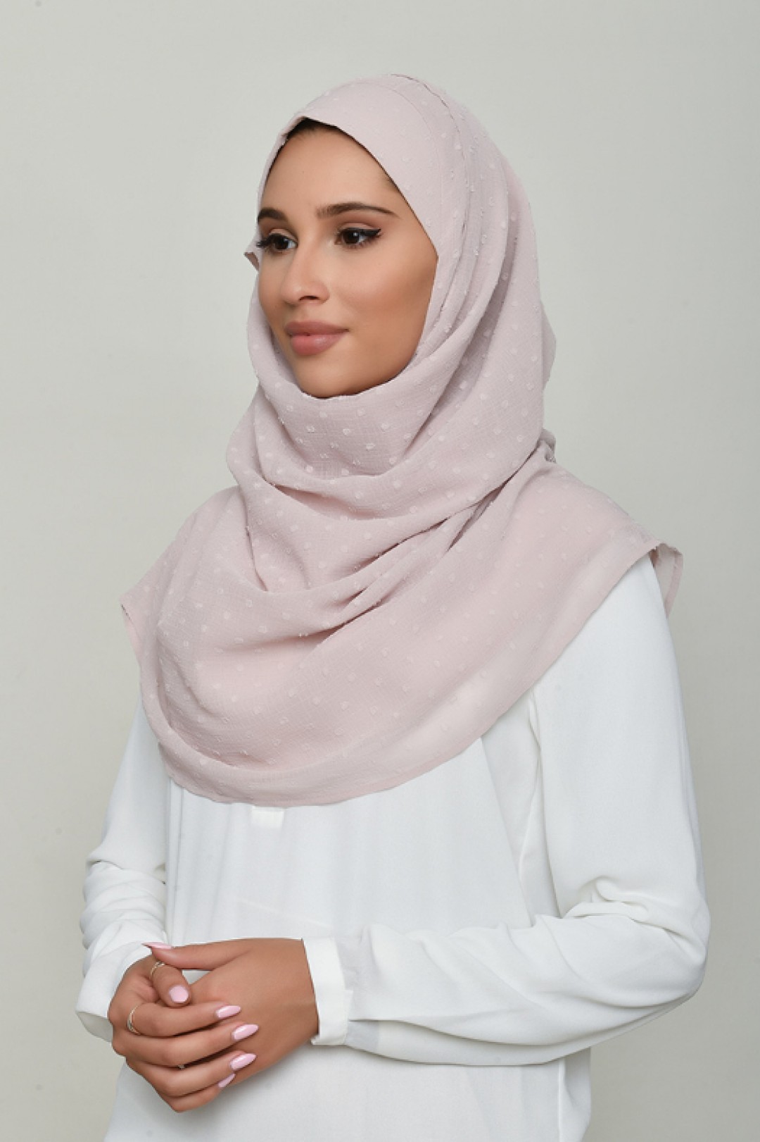 Rosana - Plain Swiss Dot Chiffon - Cap Shawl