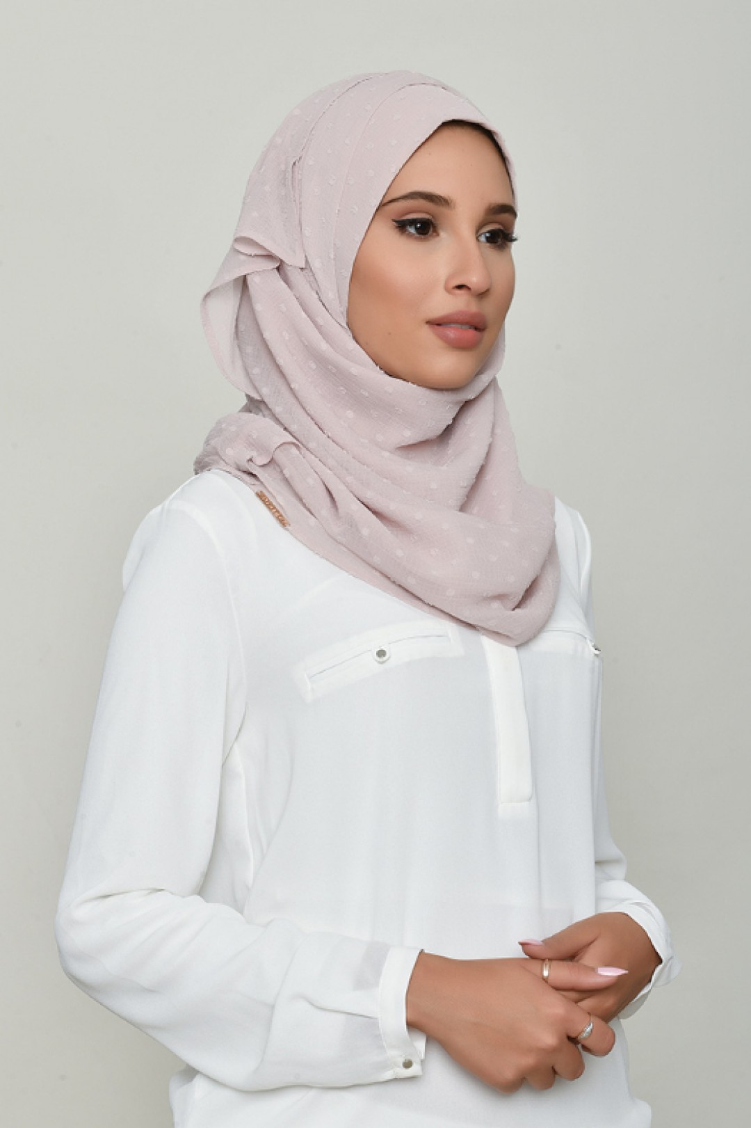 Rosana - Plain Swiss Dot Chiffon - Cap Shawl