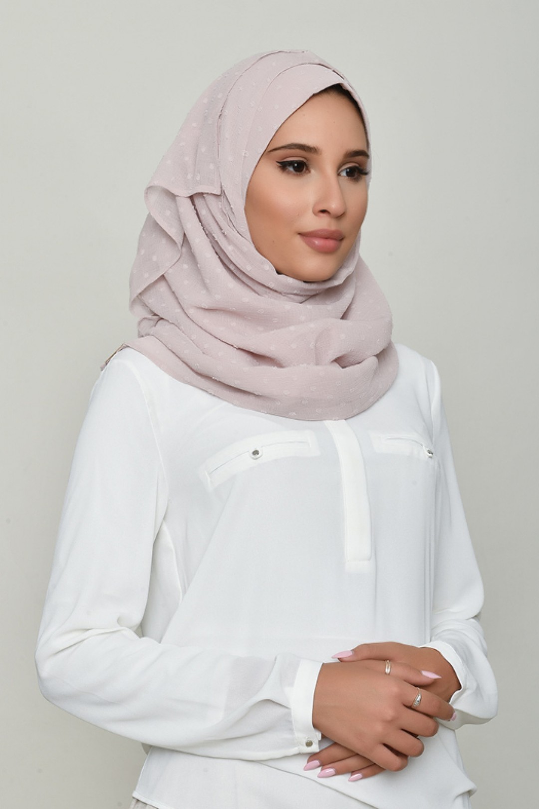 Rosana - Plain Swiss Dot Chiffon - Cap Shawl