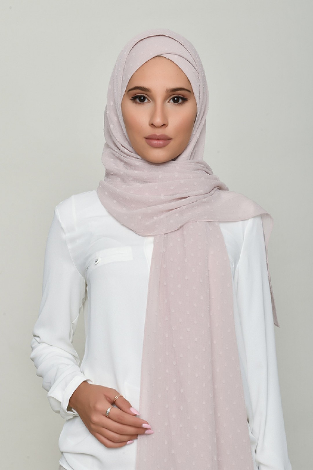 Rosana - Plain Swiss Dot Chiffon - Cap Shawl