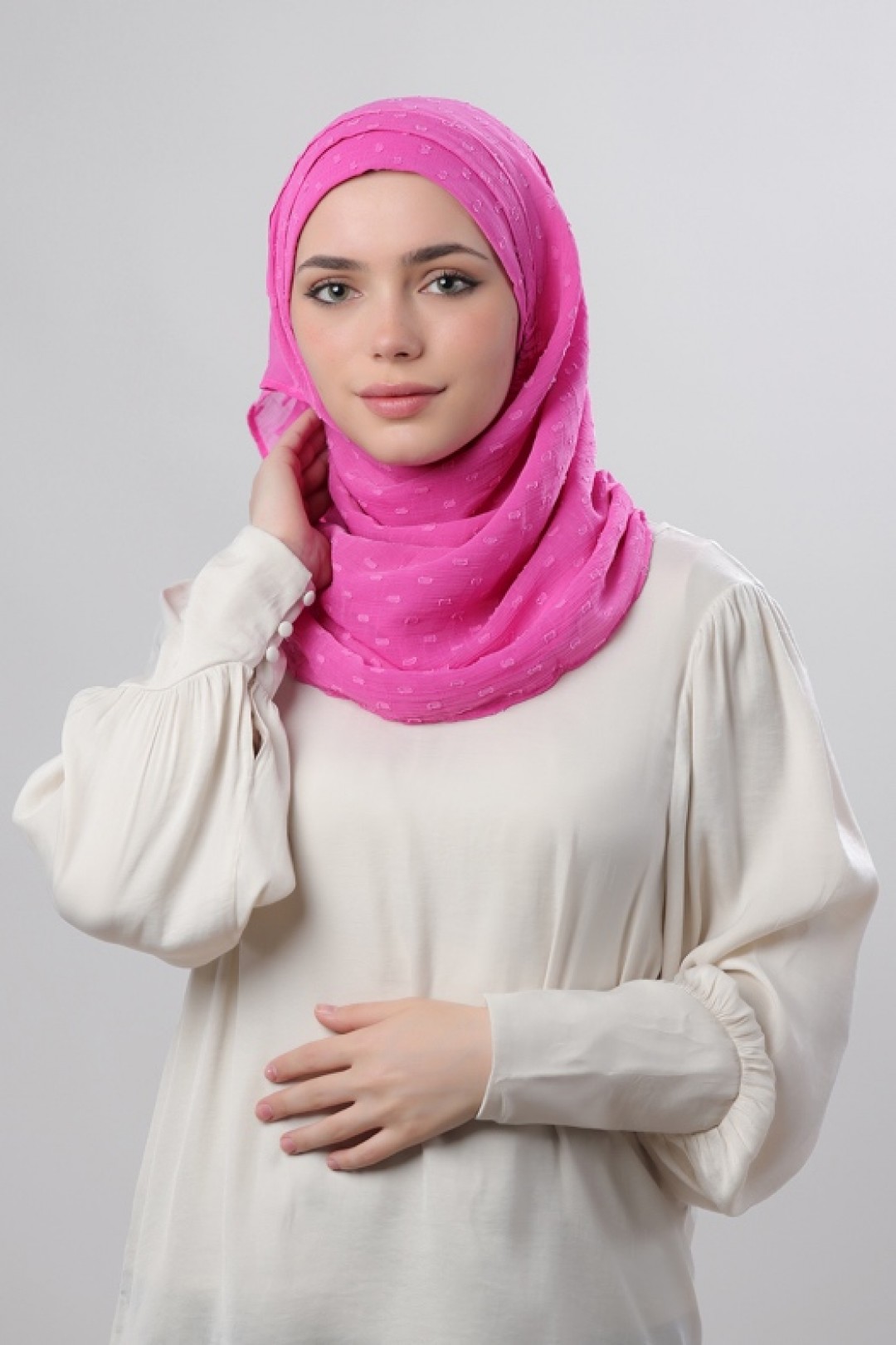 Rose Violet - Plain Mosaic Butti Chiffon