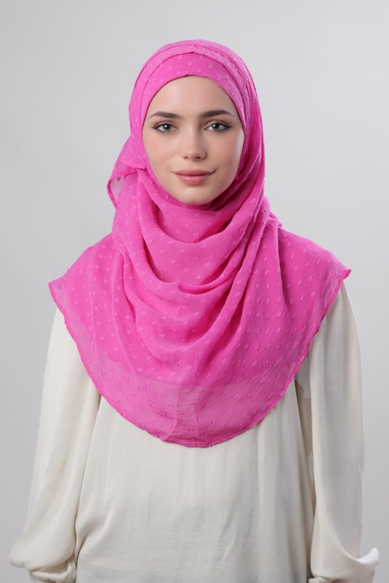 Rose Violet - Plain Mosaic Butti Chiffon