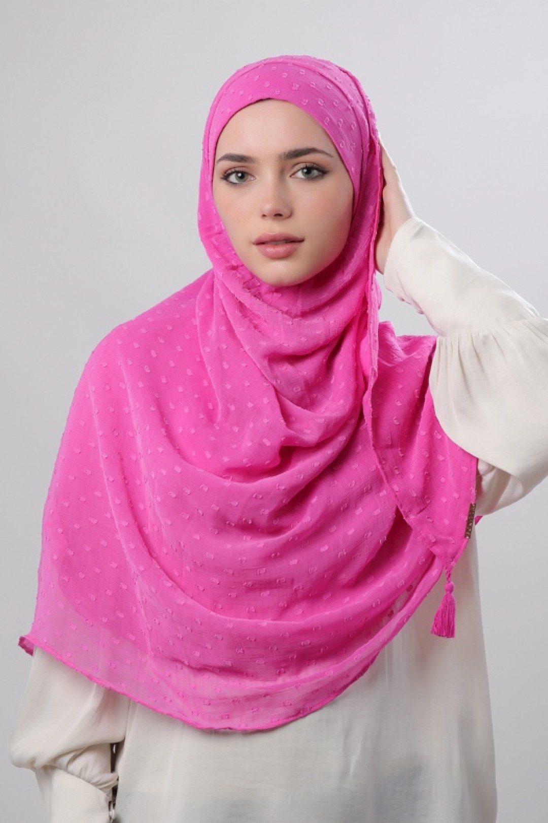 Rose Violet - Plain Mosaic Butti Chiffon