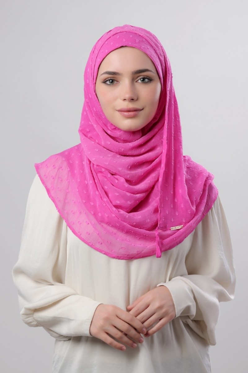 Rose Violet - Plain Mosaic Butti Chiffon