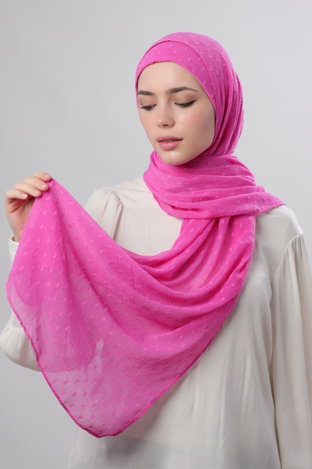 Rose Violet - Plain Mosaic Butti Chiffon