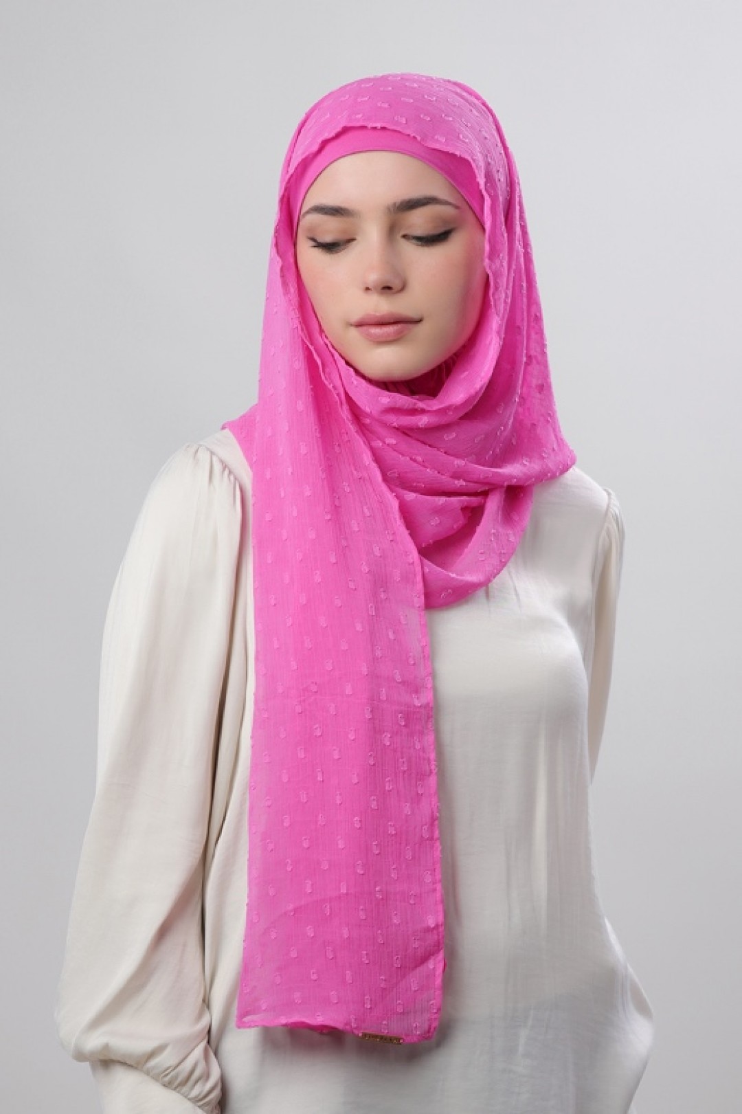 Rose Violet - Plain Mosaic Butti Chiffon