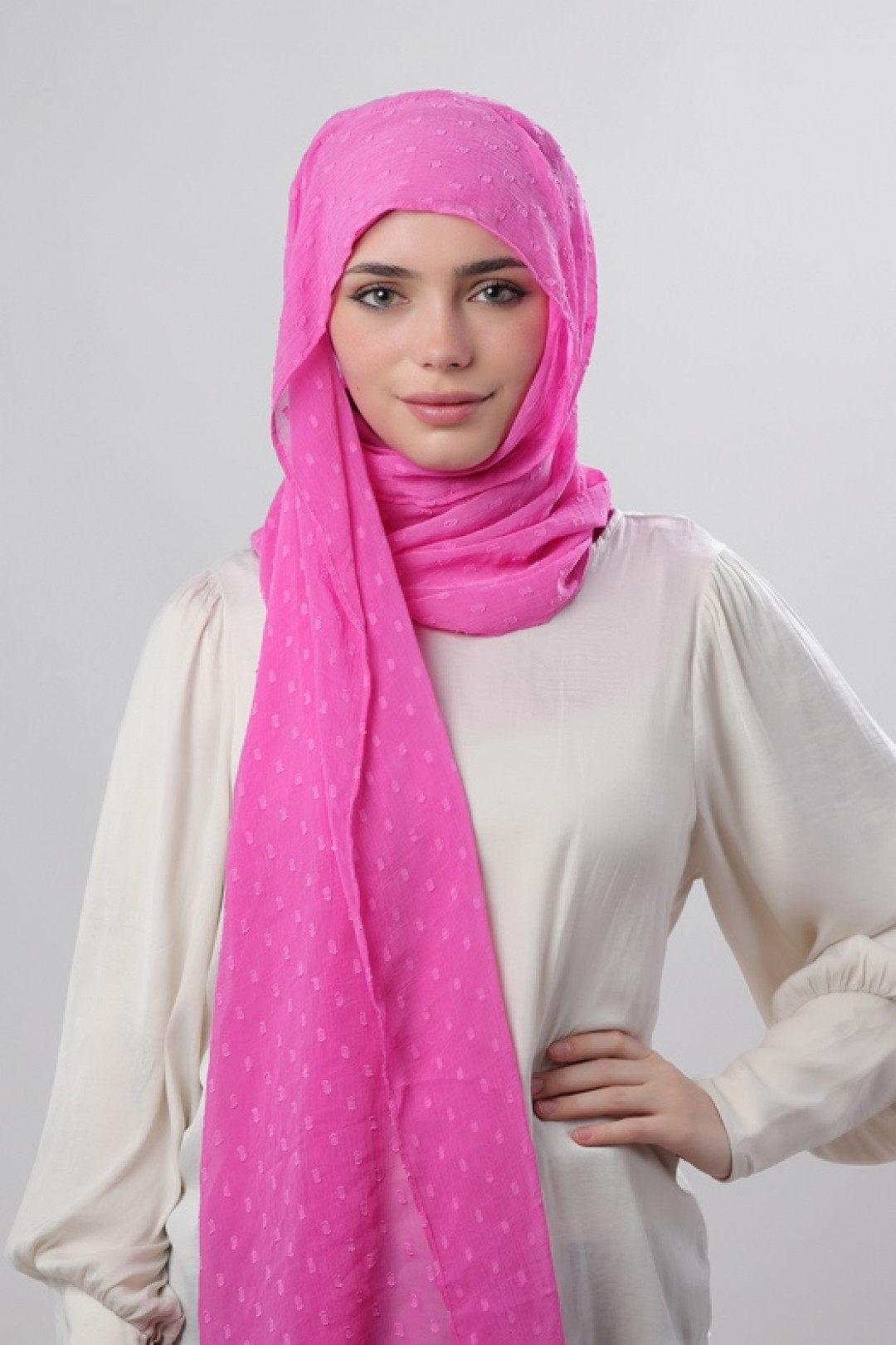 Rose Violet - Plain Mosaic Butti Chiffon
