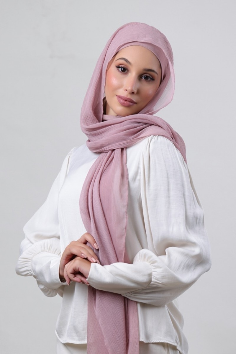 Rose Blush - Plain Crinkled Chiffon