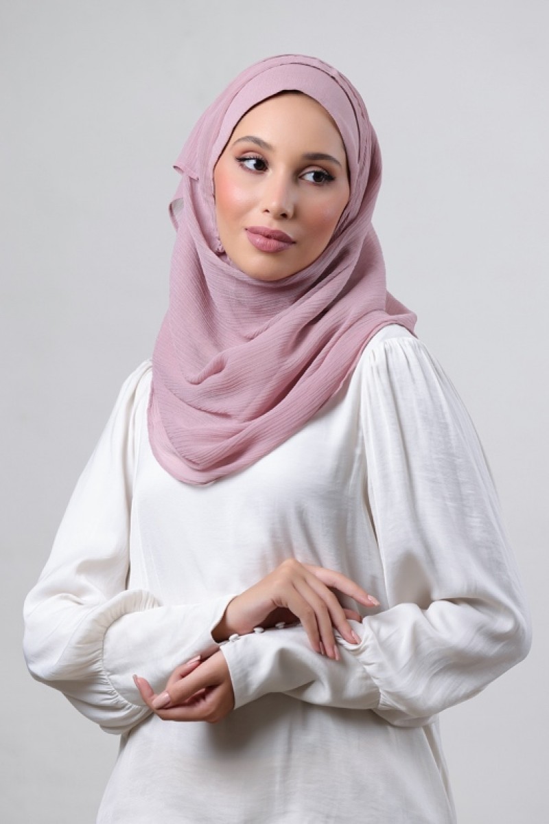 Rose Blush - Plain Crinkled Chiffon