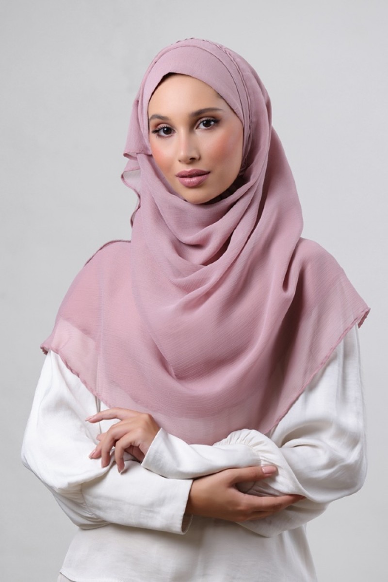 Rose Blush - Plain Crinkled Chiffon