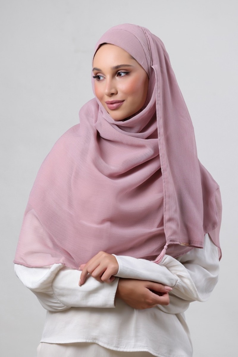 Rose Blush - Plain Crinkled Chiffon