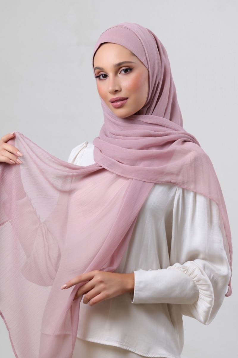 Rose Blush - Plain Crinkled Chiffon