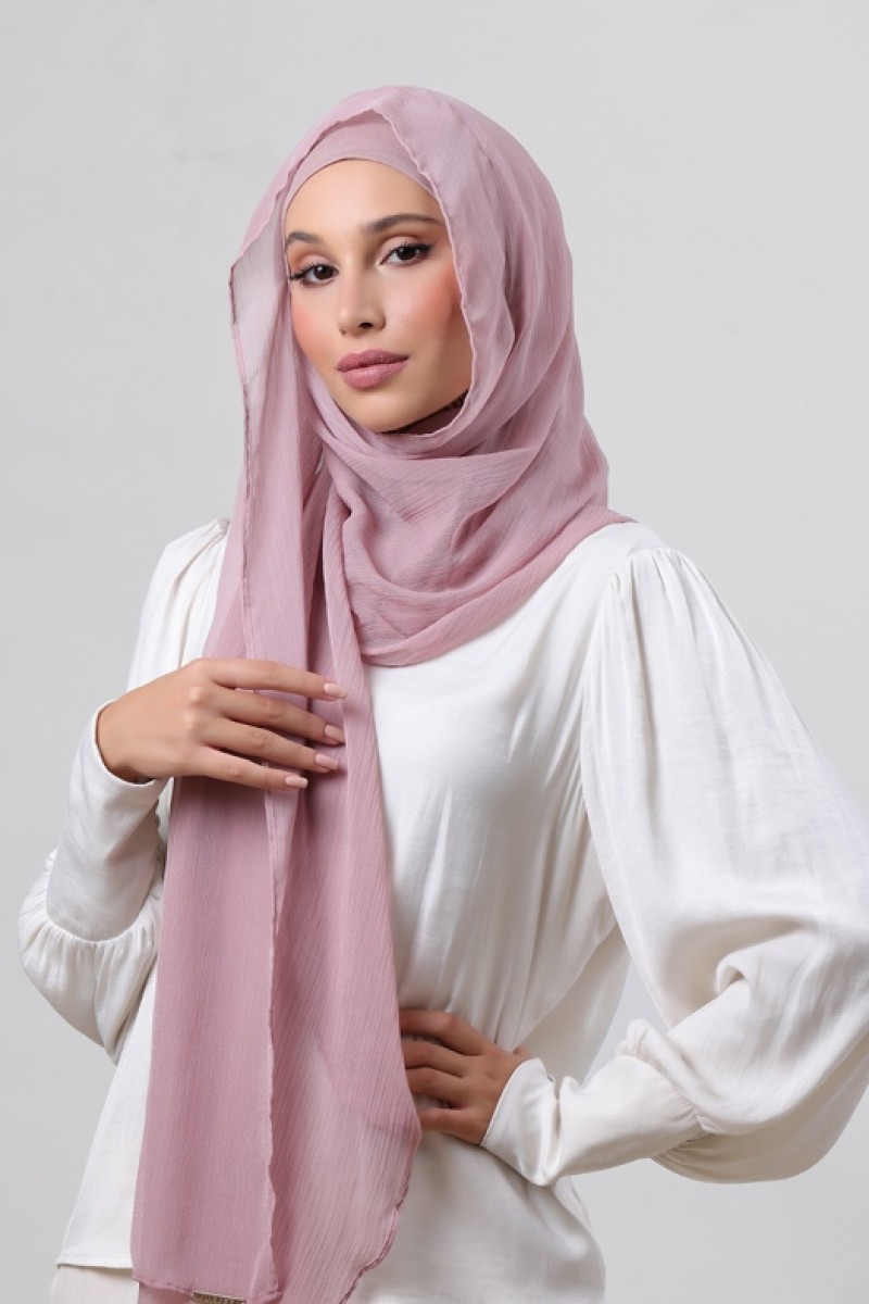 Rose Blush - Plain Crinkled Chiffon