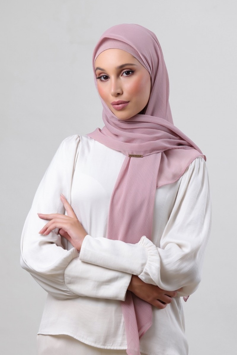 Rose Blush - Plain Crinkled Chiffon