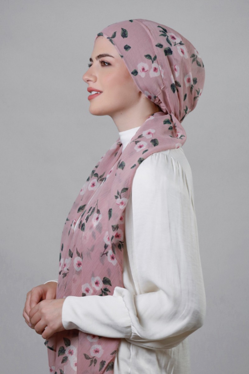 Rose Blooms - Crinkled Chiffon - Face Mask