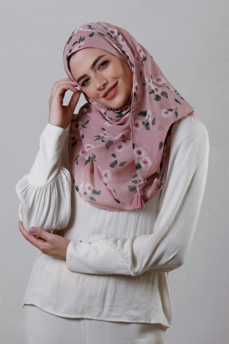 Rose Blooms - Crinkled Chiffon - Face Mask