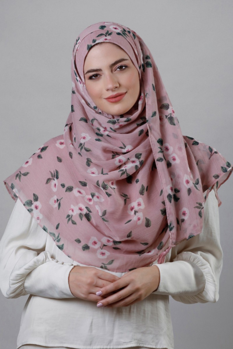 Rose Blooms - Crinkled Chiffon - Face Mask