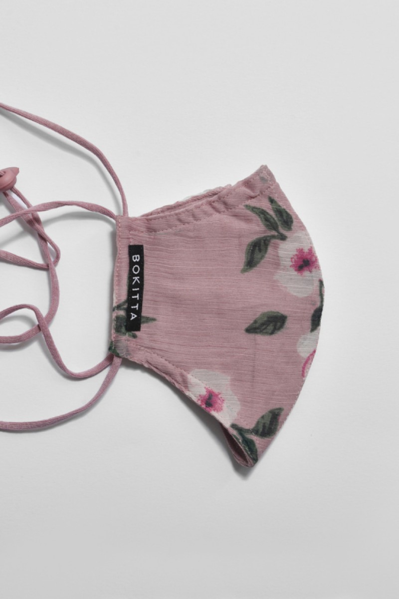 Rose Blooms - Crinkled Chiffon - Face Mask