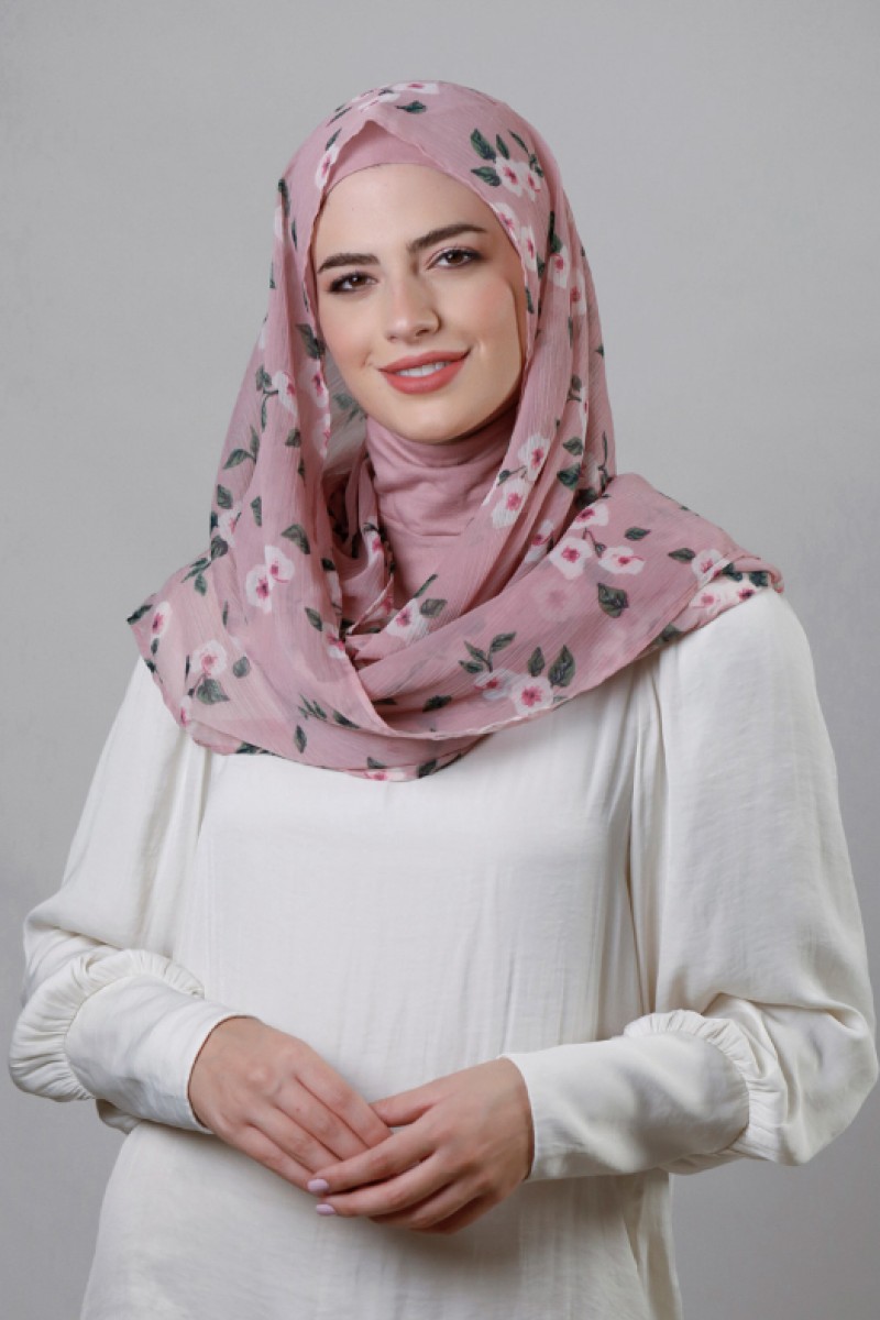 Rose Blooms - Crinkled Chiffon - Face Mask