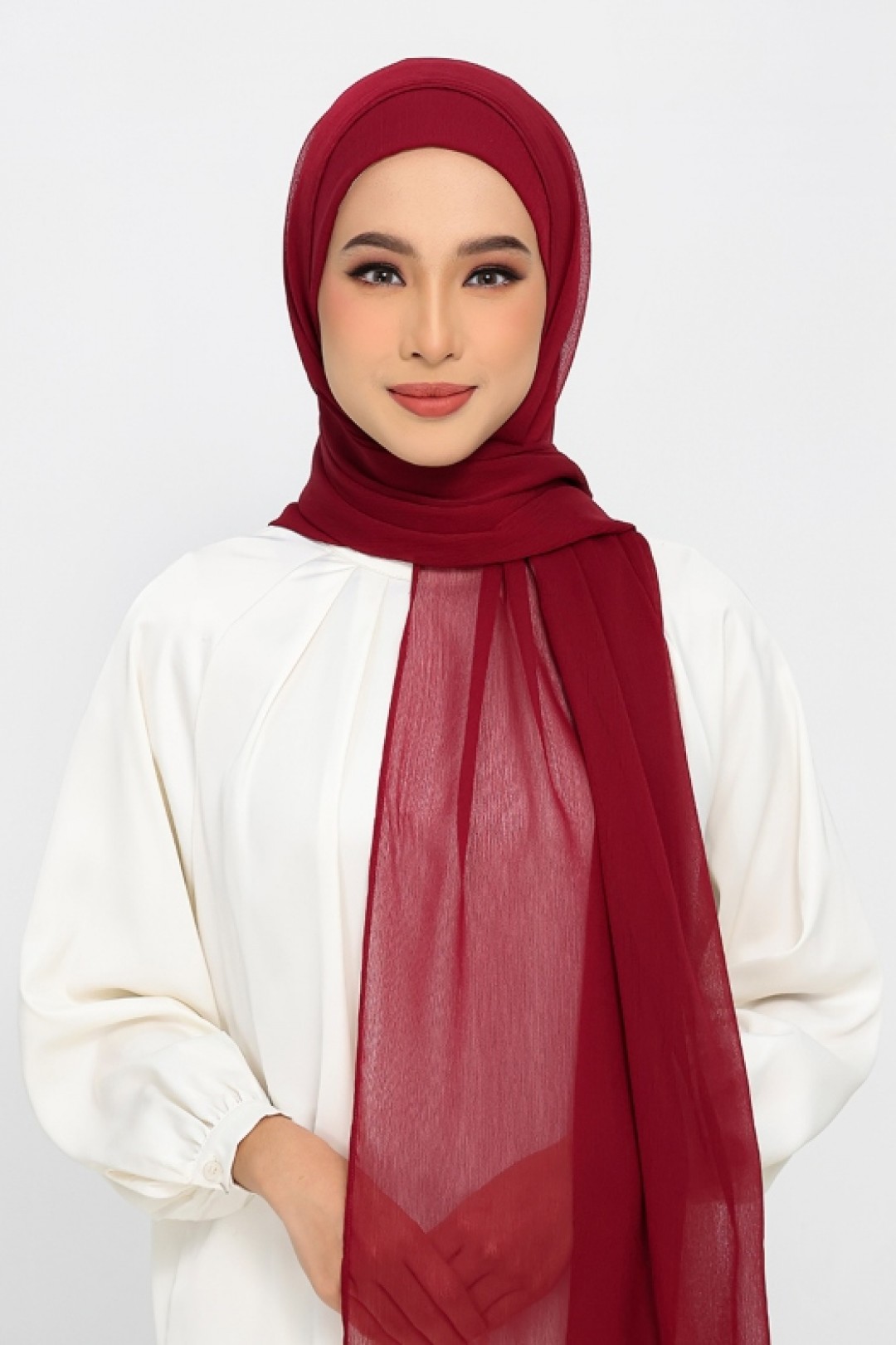 Rouge - Plain Crinkled Chiffon