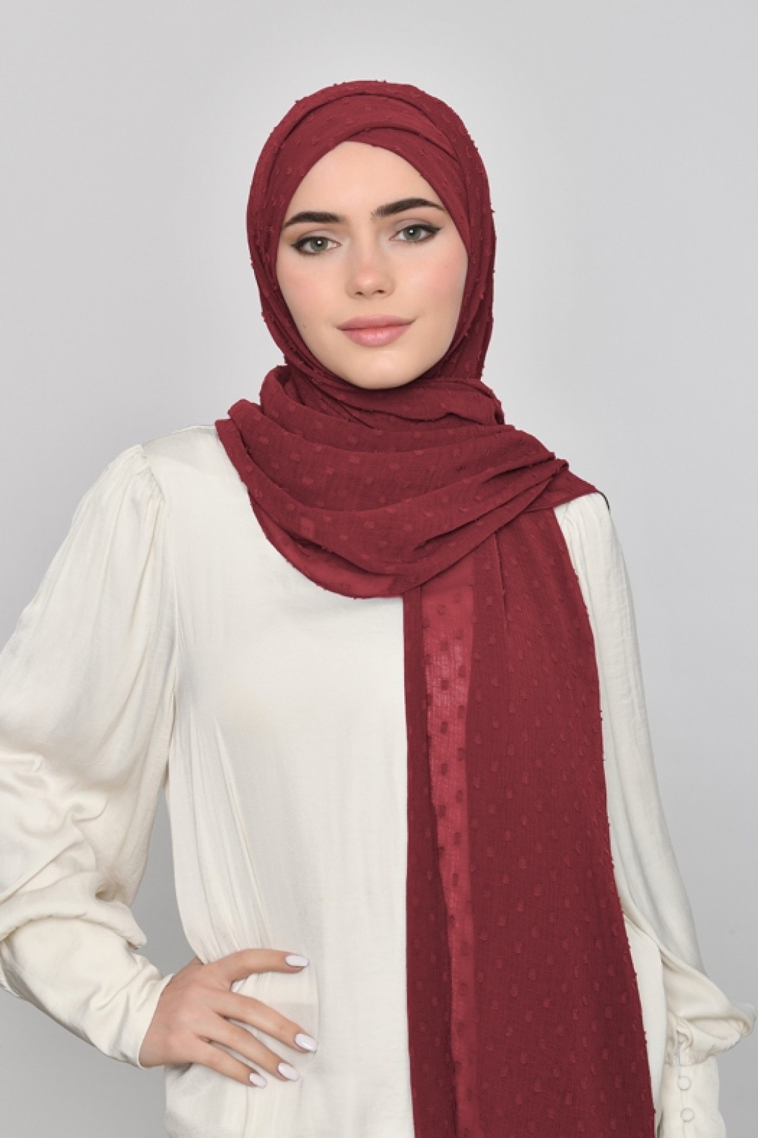Ruby - Plain Mosaic Butti Chiffon