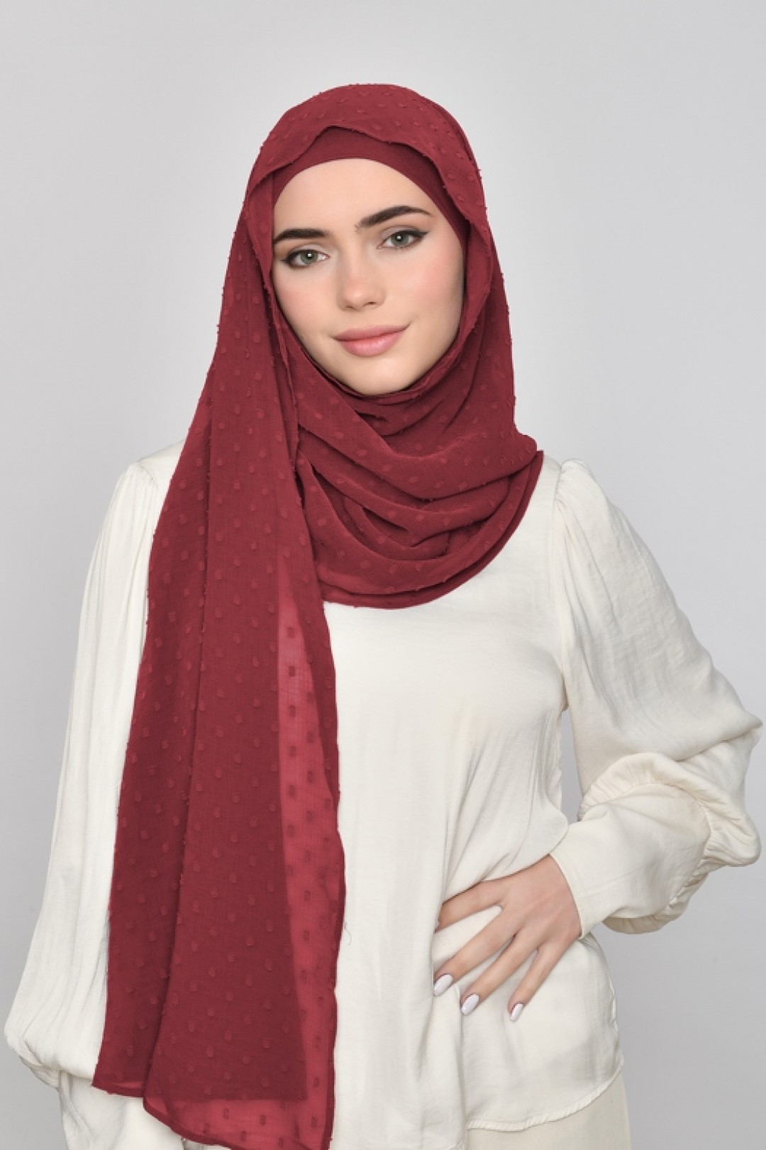 Ruby - Plain Mosaic Butti Chiffon