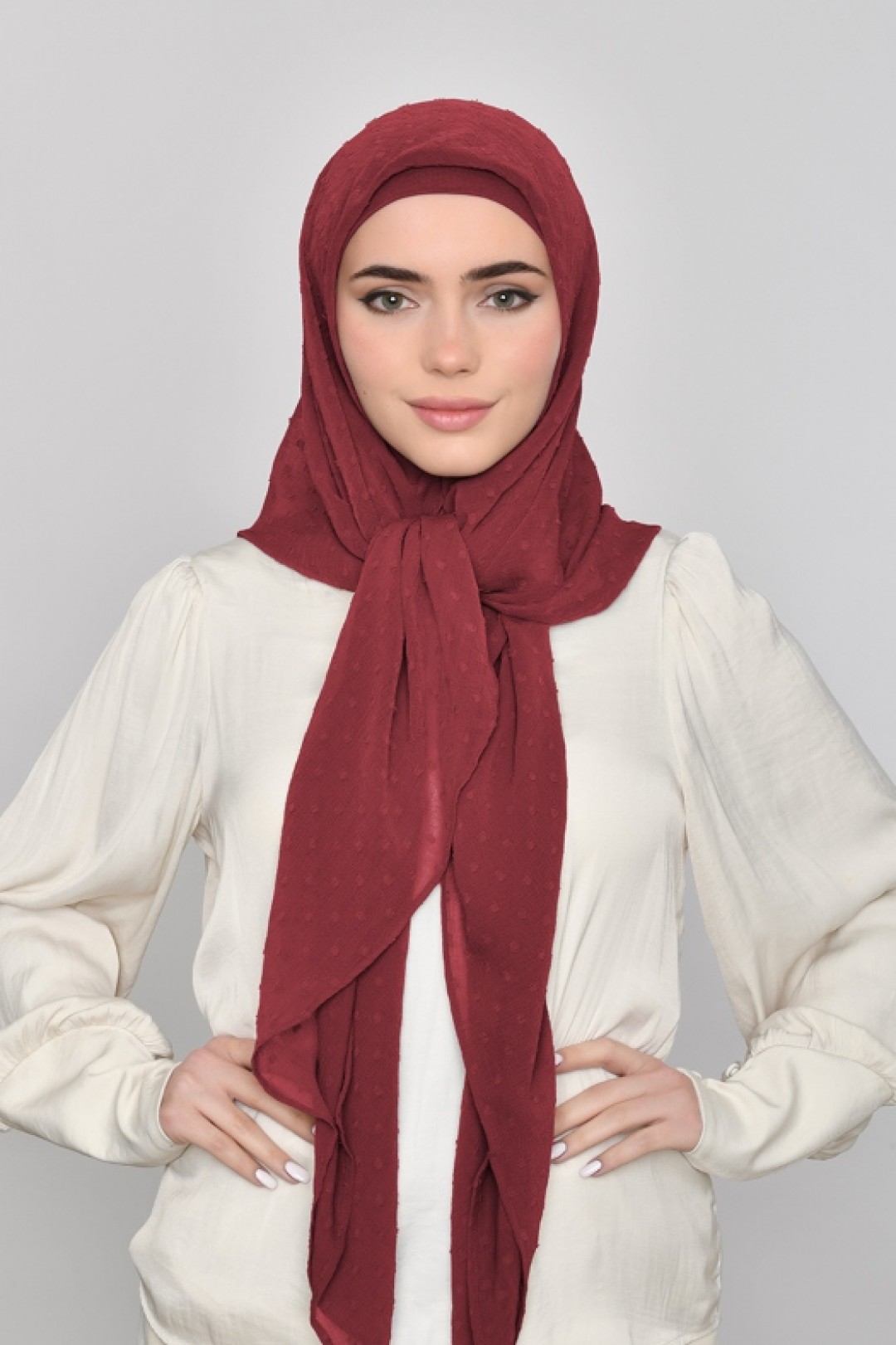 Ruby - Plain Mosaic Butti Chiffon