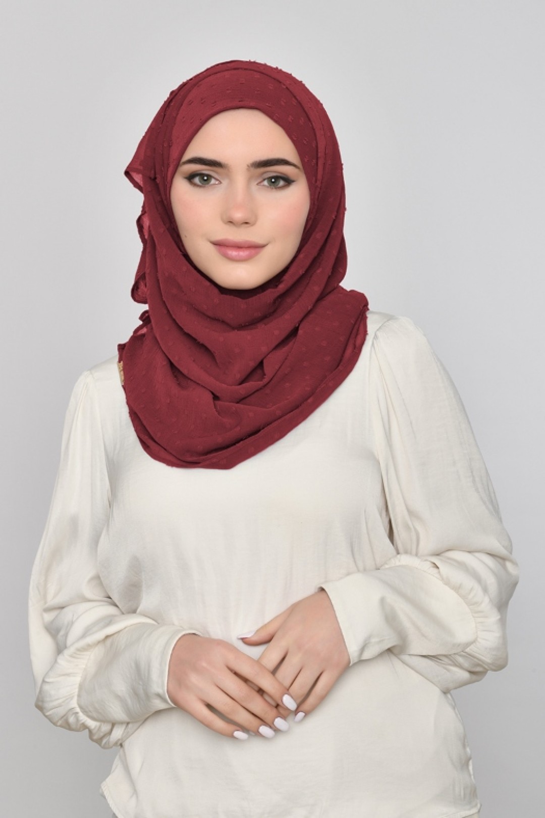 Ruby - Plain Mosaic Butti Chiffon