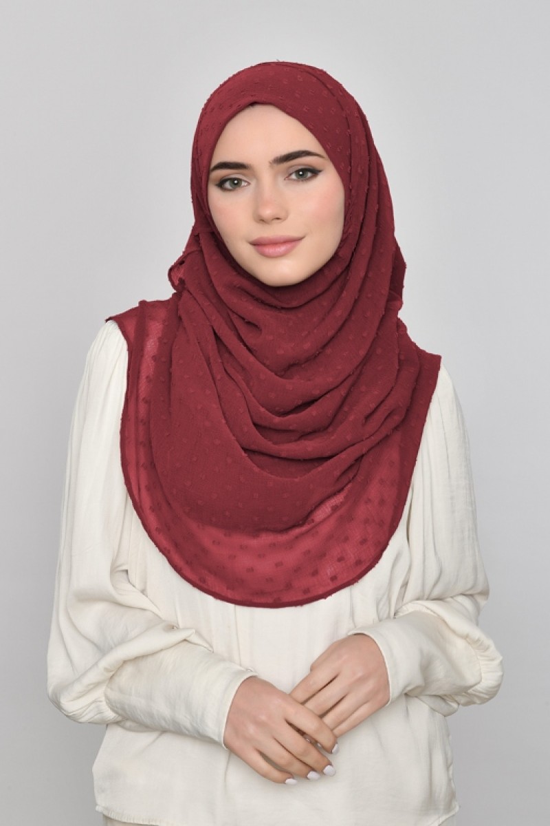 Ruby - Plain Mosaic Butti Chiffon
