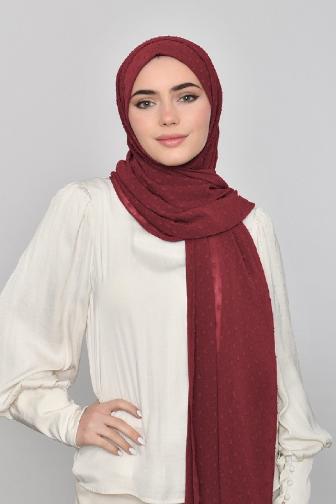 Ruby - Plain Mosaic Butti Chiffon