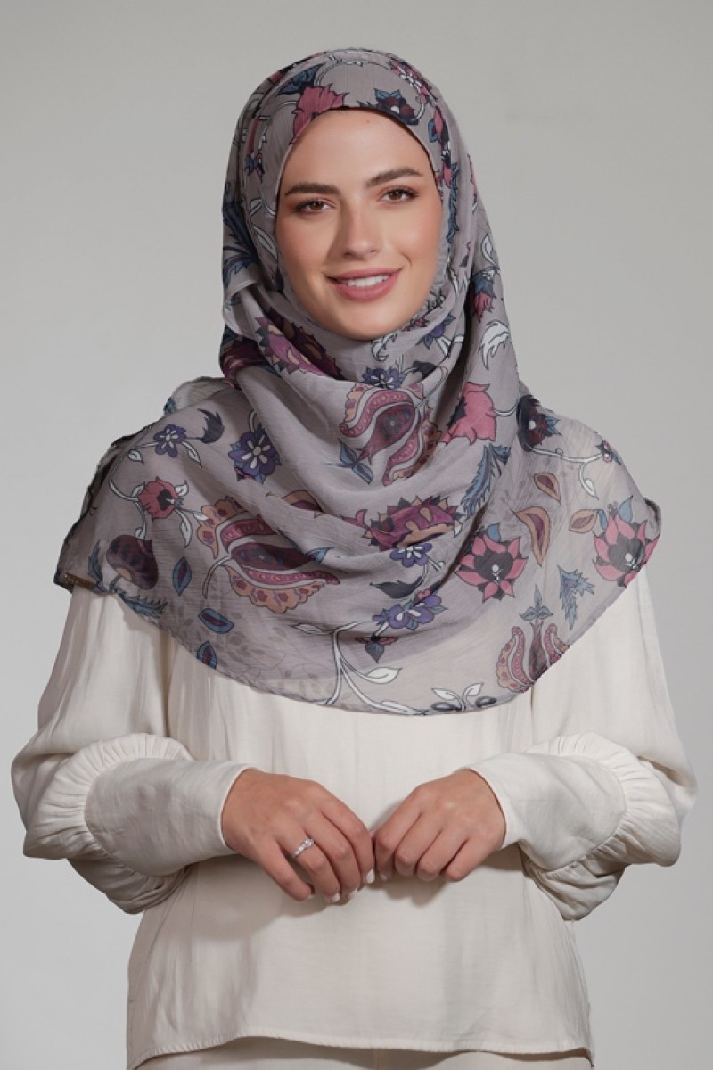Rummana - Printed Crinkled Chiffon - Face Mask