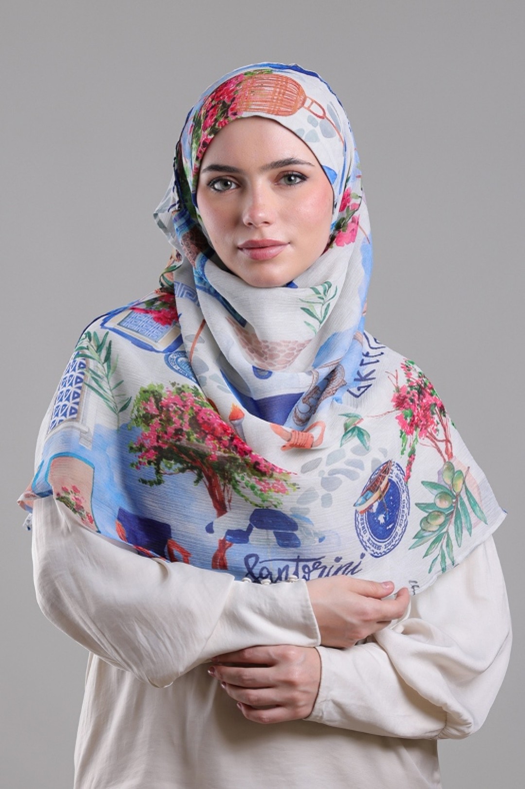 Santorini - Printed Crinkled Chiffon