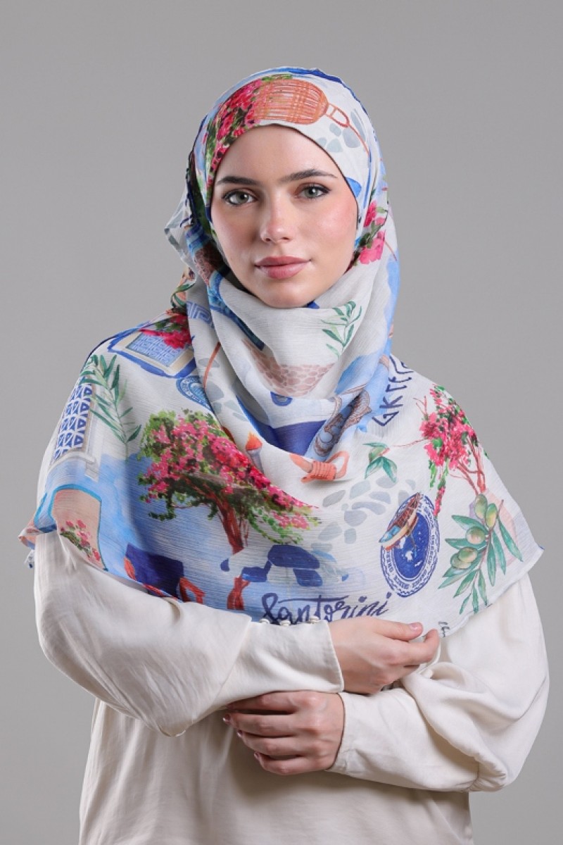 Santorini - Printed Crinkled Chiffon