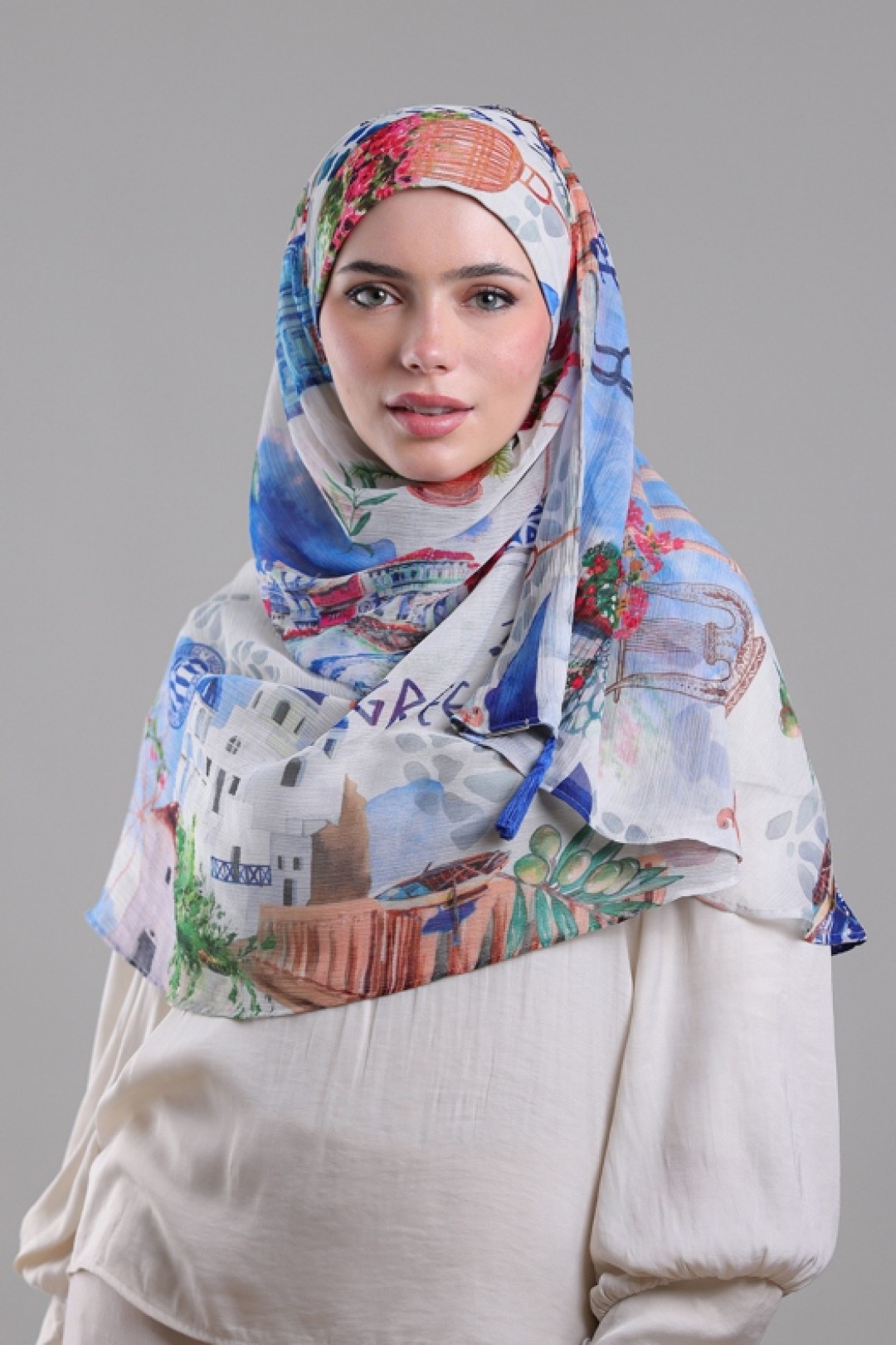Santorini - Printed Crinkled Chiffon