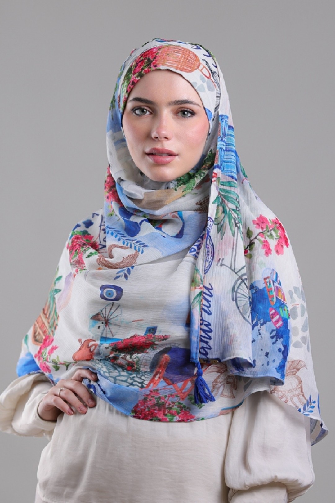 Santorini - Printed Crinkled Chiffon