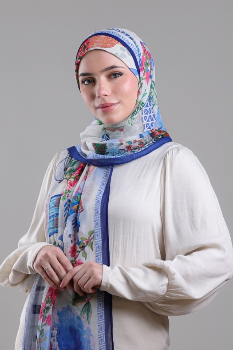 Santorini - Printed Crinkled Chiffon