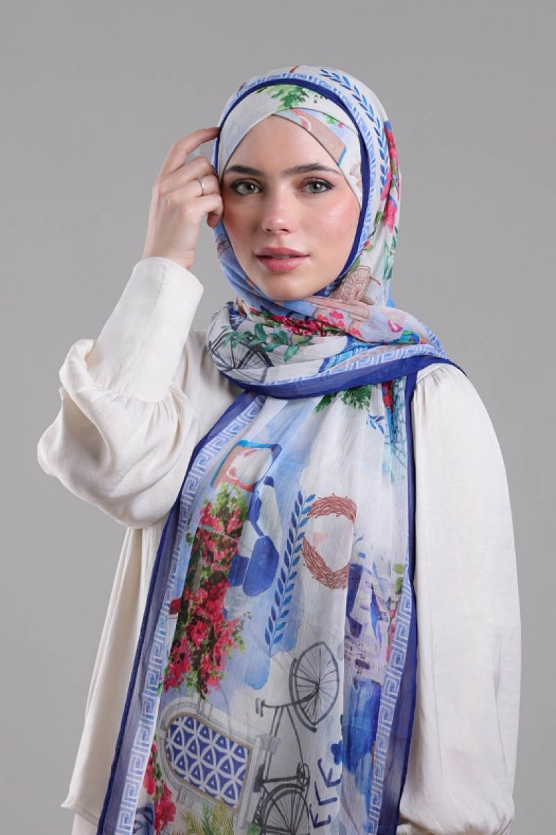 Santorini - Printed Crinkled Chiffon