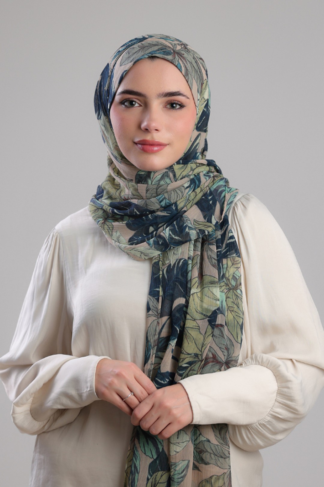 Savannah Greens - Printed Plus Crinkled Chiffon