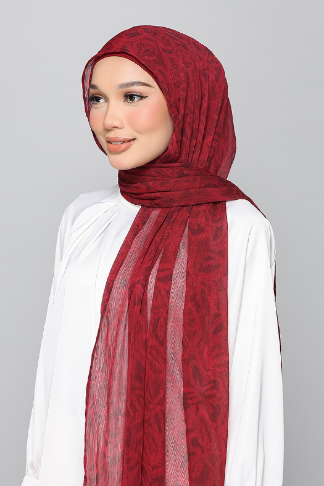 Scarlet Leaf - Printed Plus Crinkled Chiffon