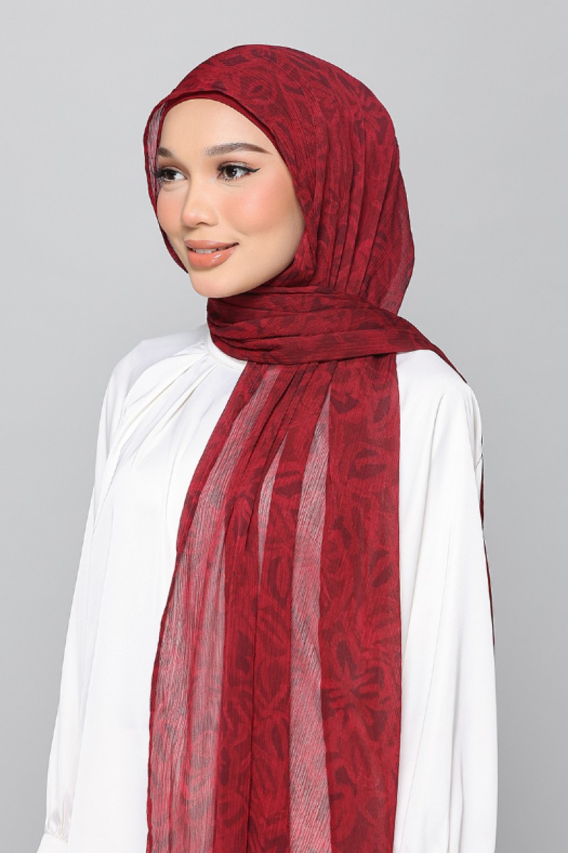 Scarlet Leaf - Printed Plus Crinkled Chiffon