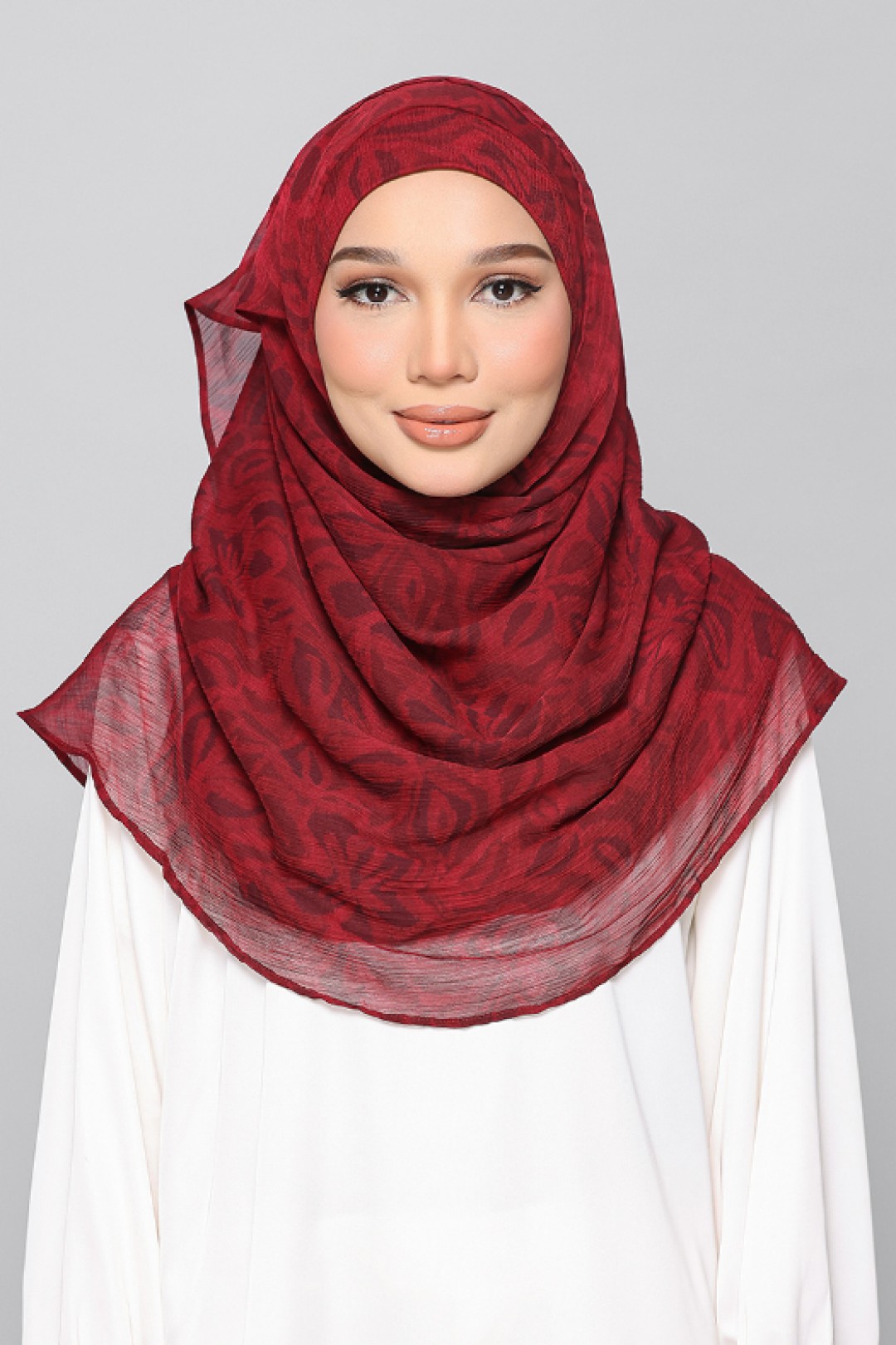 Scarlet Leaf - Printed Plus Crinkled Chiffon