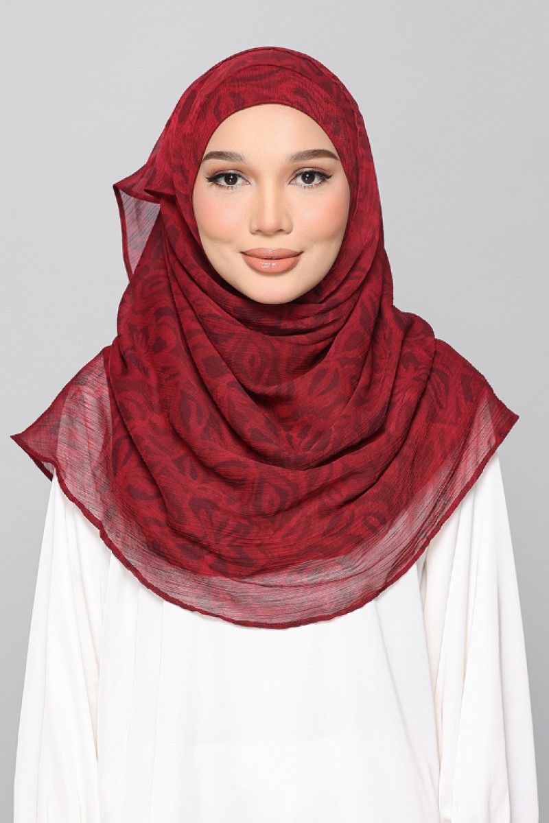Scarlet Leaf - Printed Plus Crinkled Chiffon