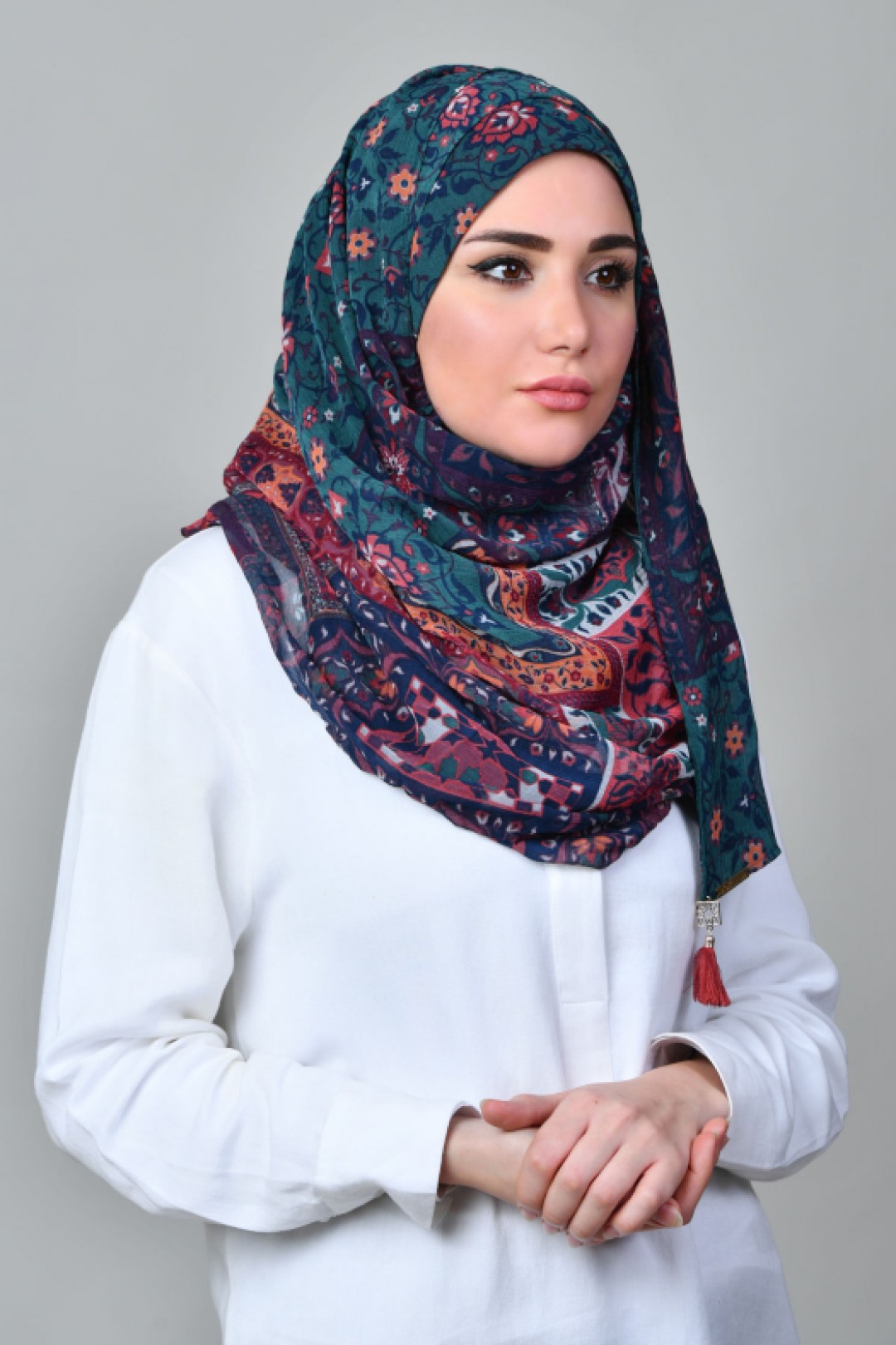 Shahrayar Red - Printed Crinkled Chiffon