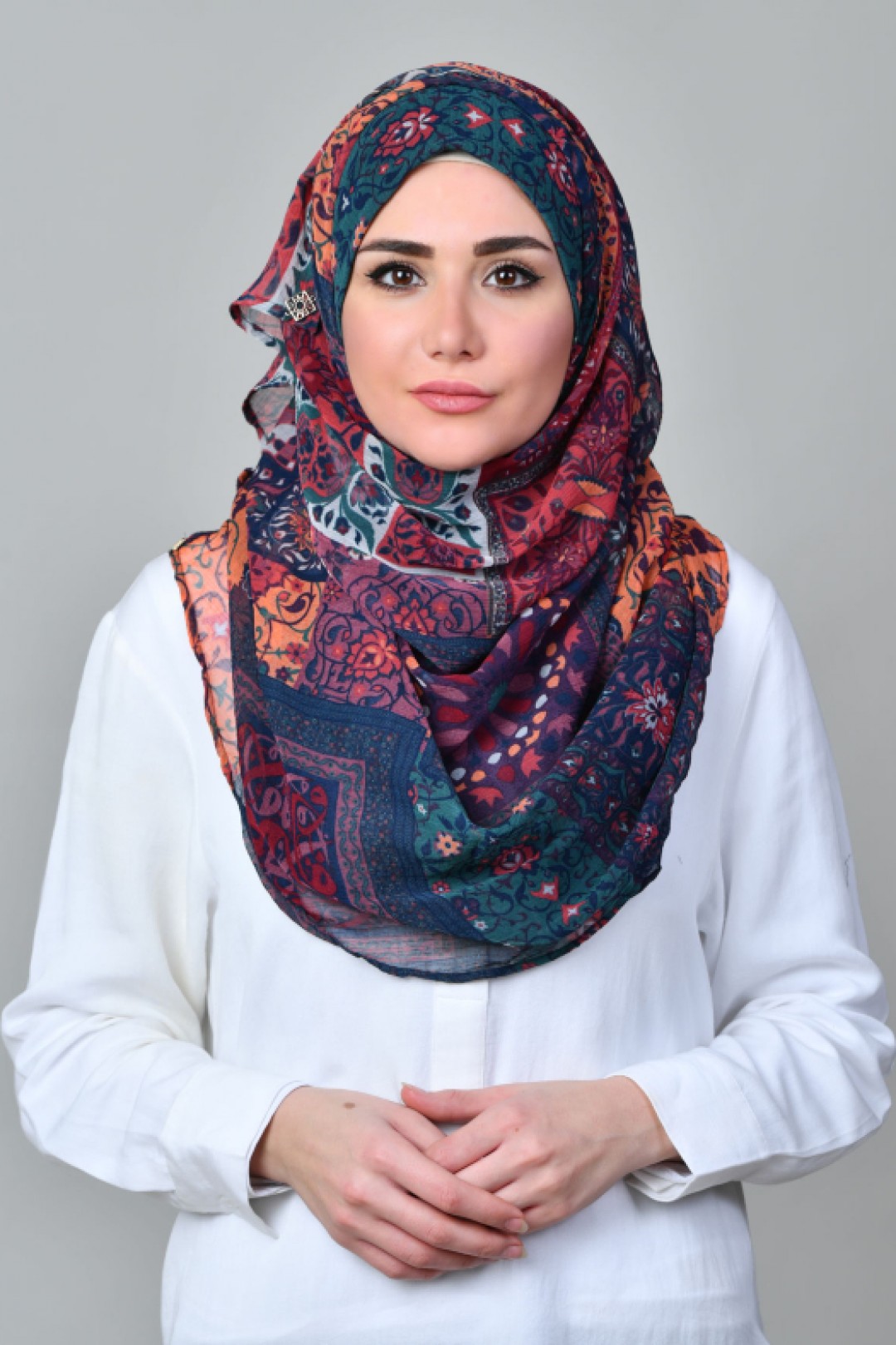 Shahrayar Red - Printed Crinkled Chiffon