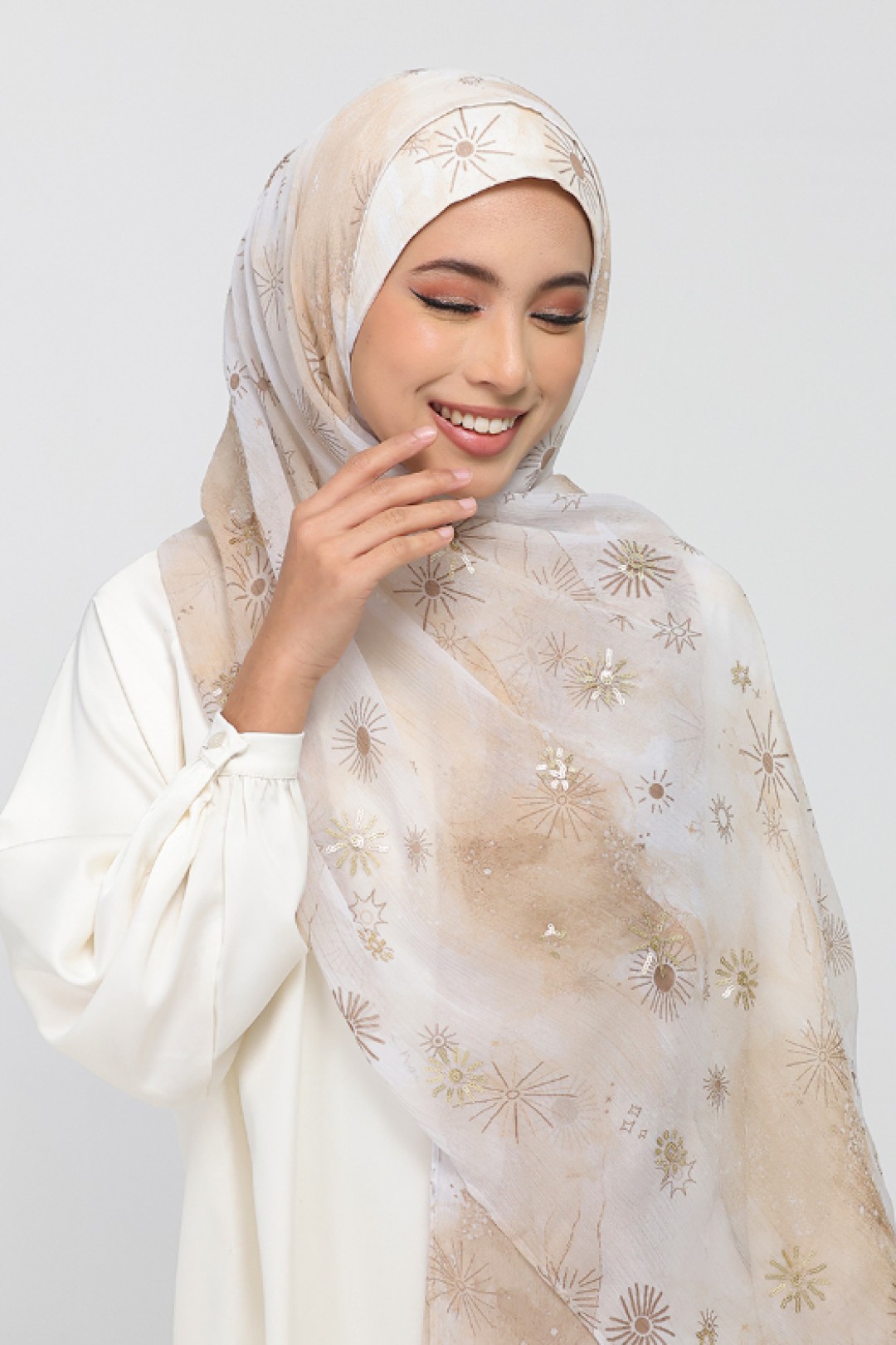 Shams - Premium Printed Plus Crinkled Chiffon with Sequins