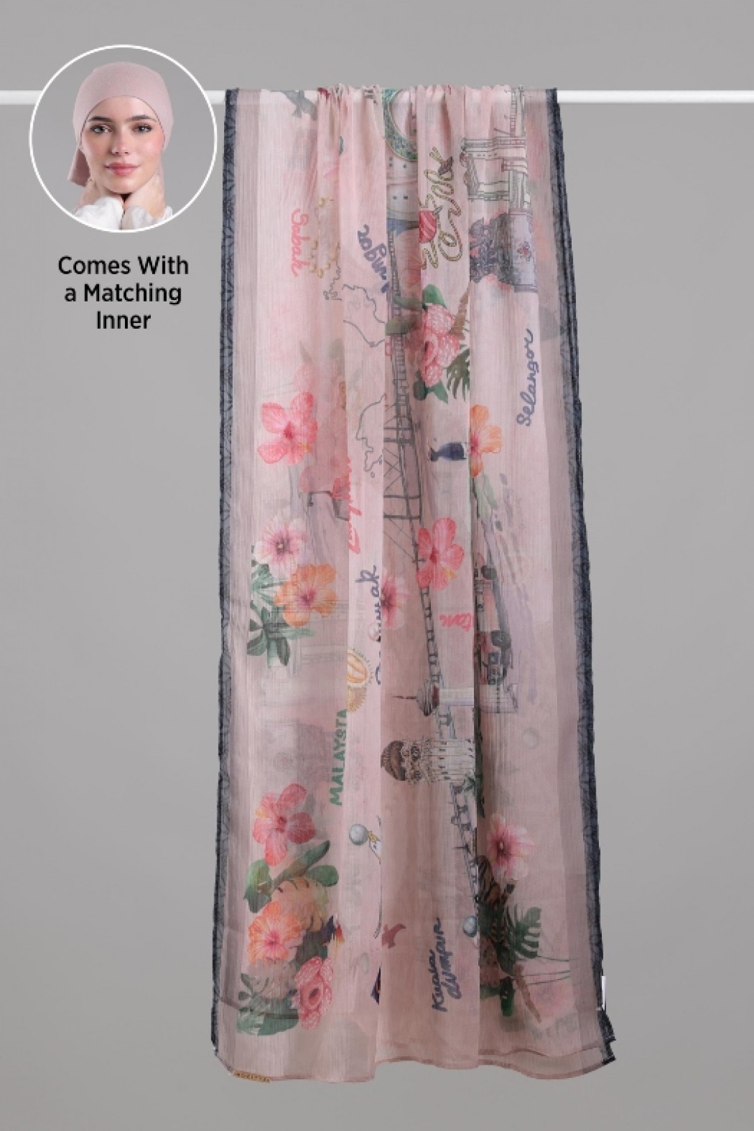 Kuala Lumpur Beige - Printed Crinkled Chiffon
