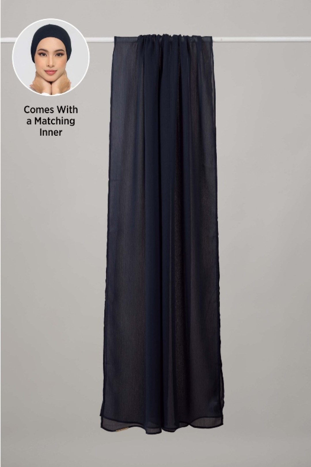 Midnight Navy - Plain Crinkled Chiffon